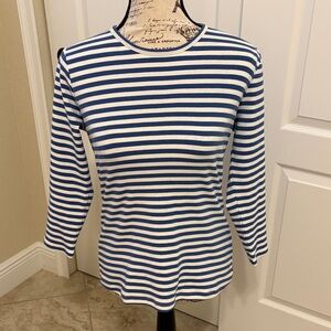 Classic Blue and White Striped Long Sleeve Top